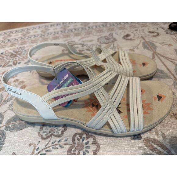SKECHERS 163023 REGGAE SLIM STRETCH FIT SUNNYSIDE SANDALS WHITE WOMENS SZ 10 - Picture 5 of 7
